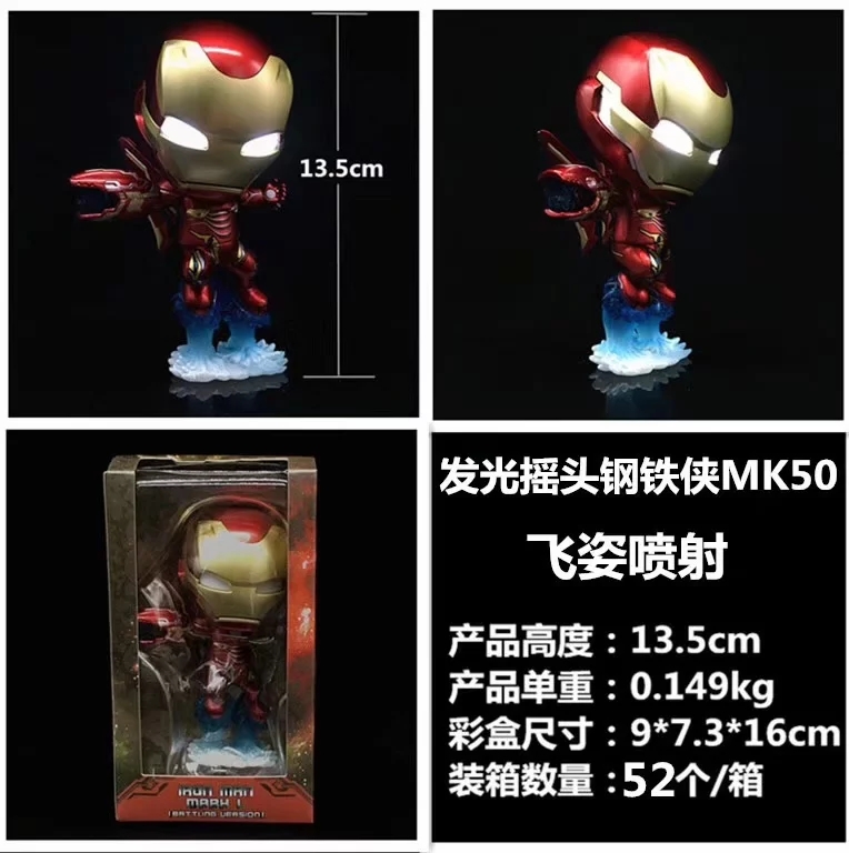 复仇者联�?发光摇头钢铁�?MK50 飞姿喷射 �?�? 盒装手办摆件模型13.5CM 一�?2�?9X7.3X16CM %38&BY2G2501.jpg
