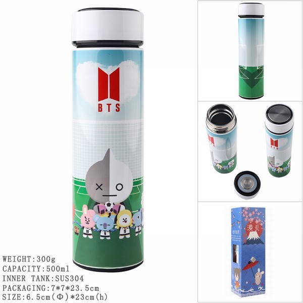 BTS ���������� BT21�� ȫ�����˫�� 304������ڵ� ���±����� 500ML