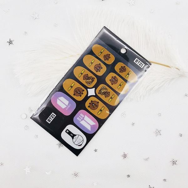 BTS���������� ���������ܱ� BT21 ���� ������ָ����DIY��Ʒ 5.5X10.5CM 8G 5������