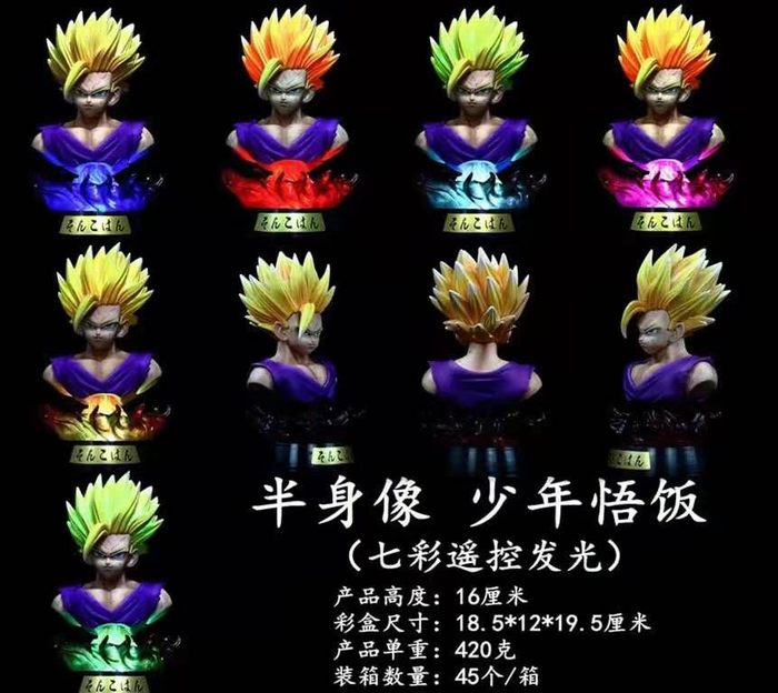 七龙珠 GK半身像少年悟饭 七彩遥控发光 盒装手办雕像 高16cm 1箱45个 七龙珠 GK半身像少年悟饭 七彩遥控发光 盒装手办雕像 高16cm 1箱45个